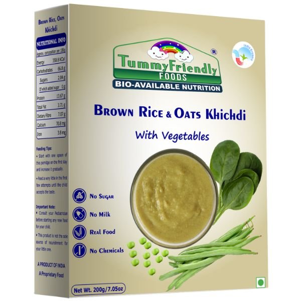 Organic Brown Rice and Oats Khichdi Mix With Vegetables For Toddlers3-front3-Tummy Friendly Foods