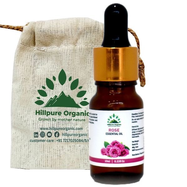 Rose Essential Oil 10 ml (With Dropper)-front-hillpure organic