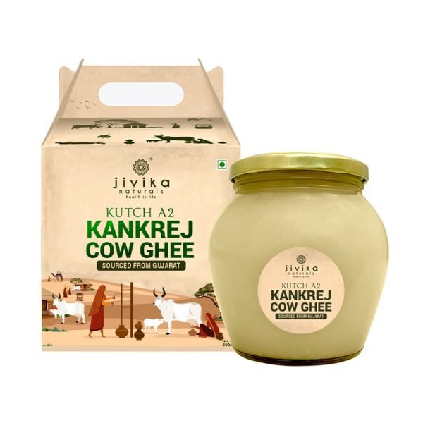 Premium A2 Kankrej Cow Ghee 500 ml-front-Jivika organics