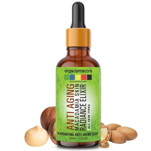 Organix Mantra Anti Aging Macadamia Radiance Elixir for face with Moroccan Argan Oil, Rosehip