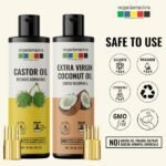 Extra Virgin Coconut Oil, Castor Oil, Cold Pressed Organic Oil, 120 ml x 2-use-organix mantra