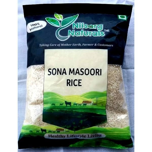 White Sona Masoori Rice -1 kg front-Nisarg naturals