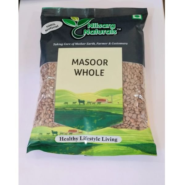 Masoor Whole Red 500 gm front-Nisarg Naturals