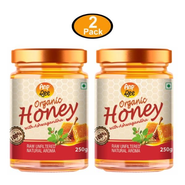 Organic Honey with Ashwagandha (Pack of 2) 250 gm-front1-ANP-Bee