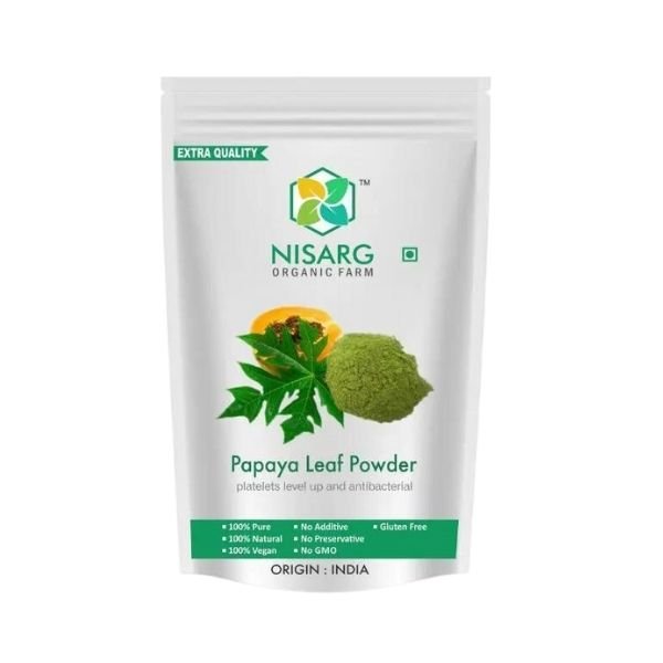 Organic Orion-nisarg naturals-papaya leaf powder front