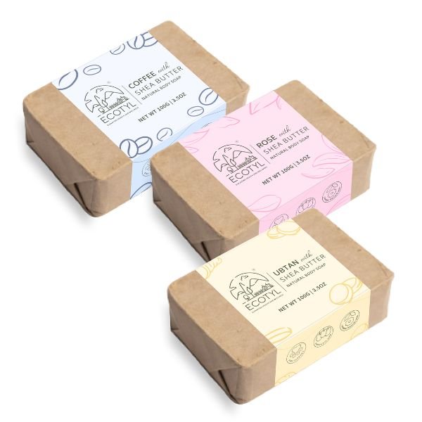 Shea Butter Soaps - Ubtan, Rose & Coffee-front-Ecotyl