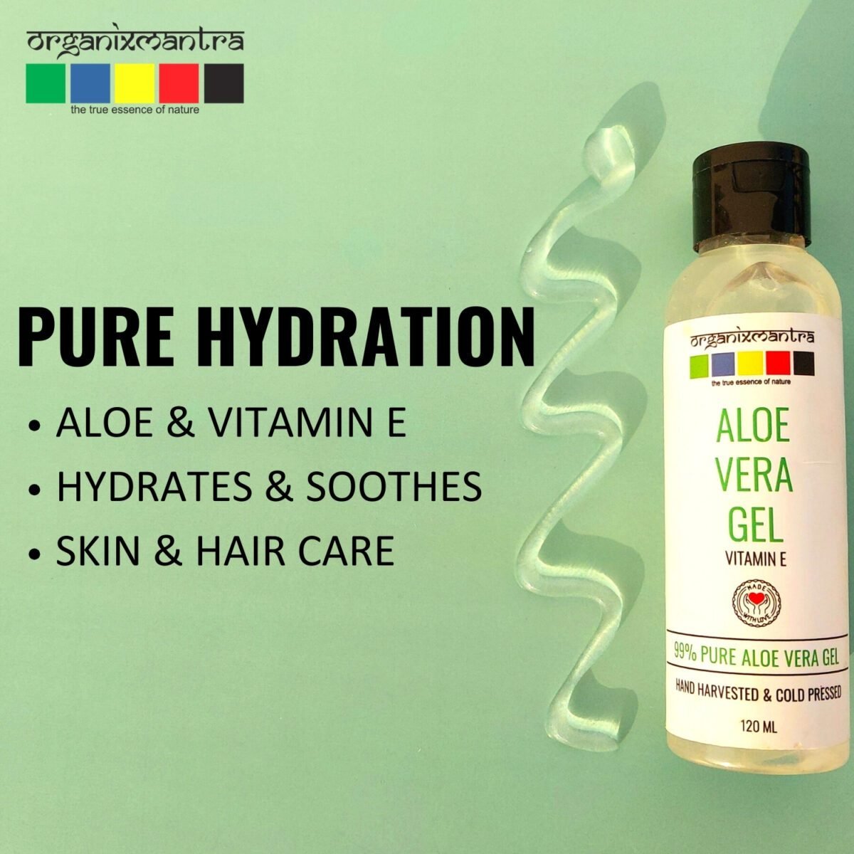 Aloe Vera Gel 120 ml-use1- Organix Mantra