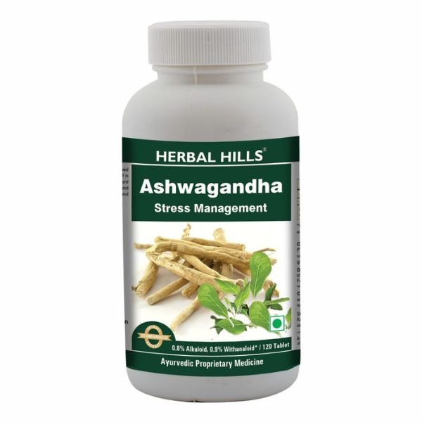 Ashwagandha 120 Tablets-front-Herbal Hills