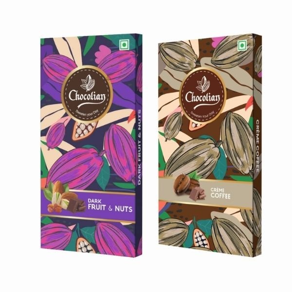 Creamy Coffee & Dark Chocolate with Fruit & Nut (Pack of 2) 72 gm -front-Chocolian Bakers