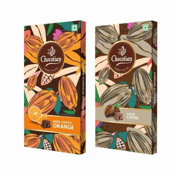 Dark Chocolate with Orange & Creamy Coffee (Pack of 2) 72 gm-front-Chocolian Bakers