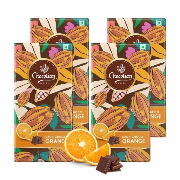 Dark Chocolate with Orange (Pack of 4) 72 gm-front-Chocolian Bakers
