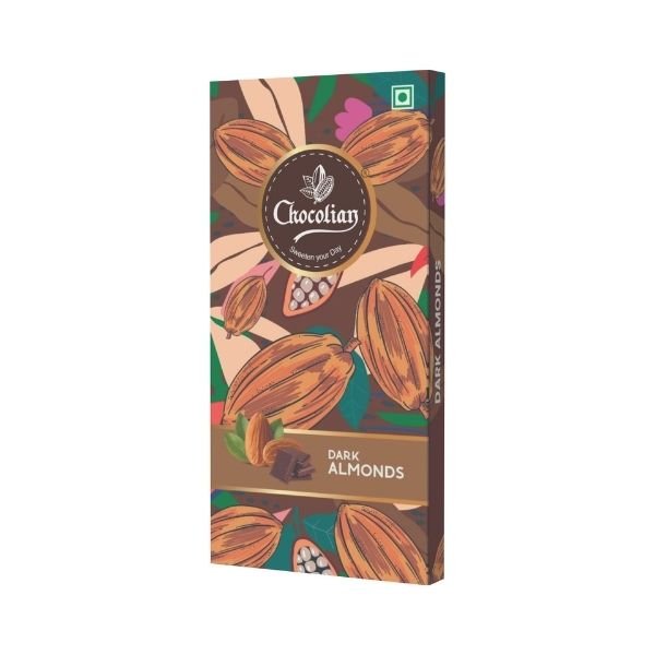 Dark Almond Bar 72 gm-front-Chocolian Bakers