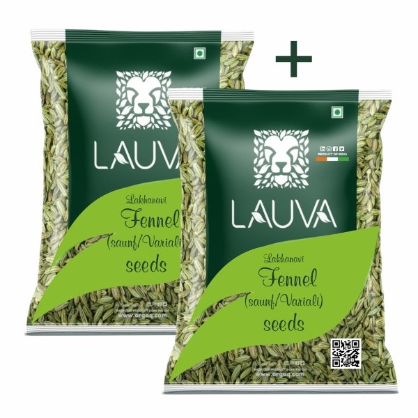 Natural Lakhanavi Fennel Seeds 500 gm (Pack of 2)-front-OrgaQ LAUVA