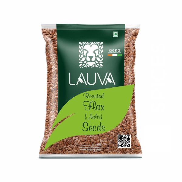 Natural Flax seed Roasted Salted 500 gm-front-OrgaQ LAUVA