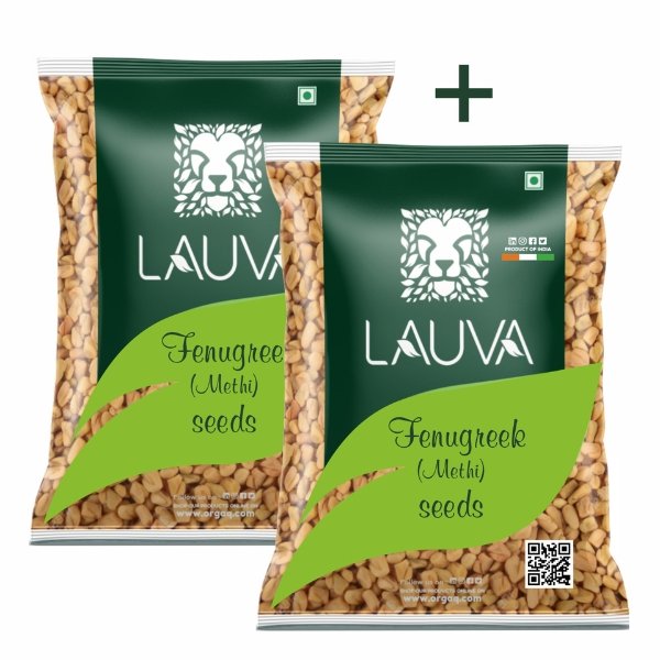 Natural Fenugreek / Methi Seeds Whole 500 gm (Pack of 2)-front-OrgaQ LAUVA